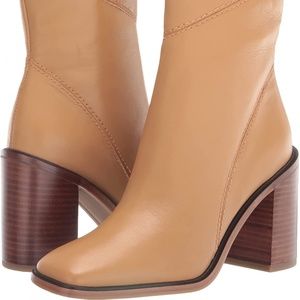 Franco Sarto Leather Side Zip Mid Boot Stevie Camel - 8.5